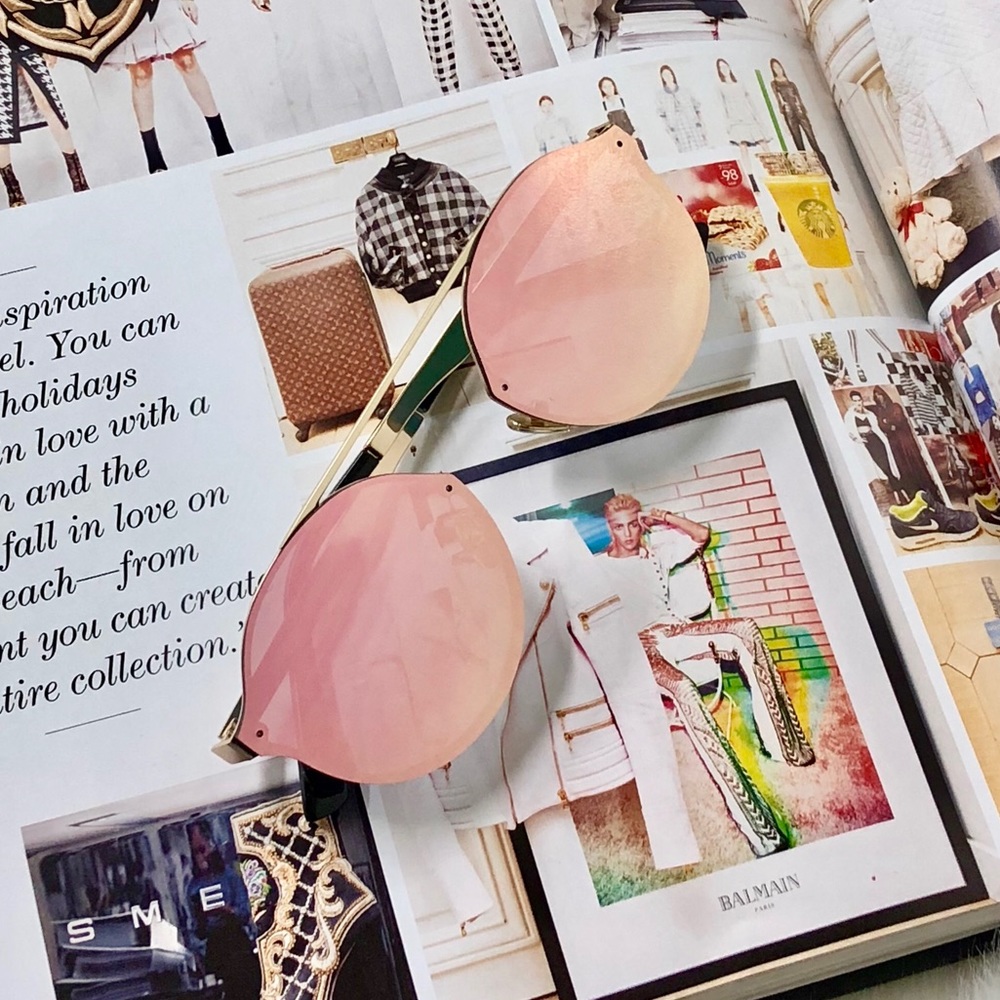 BRICKELL - Pink RIMLESS ROUND MIRRORED SUNGLASSES